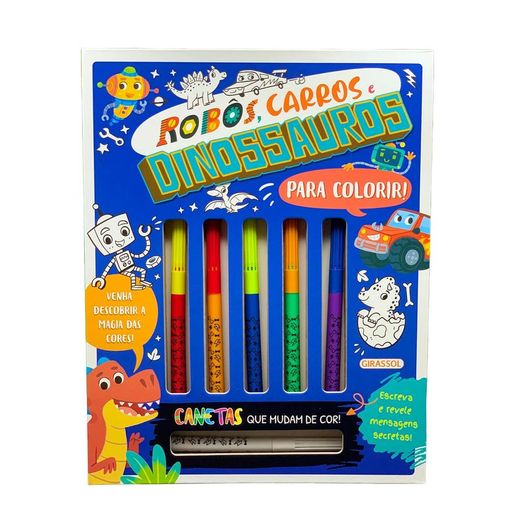 mania colorida: robôs, carros e dinossauros