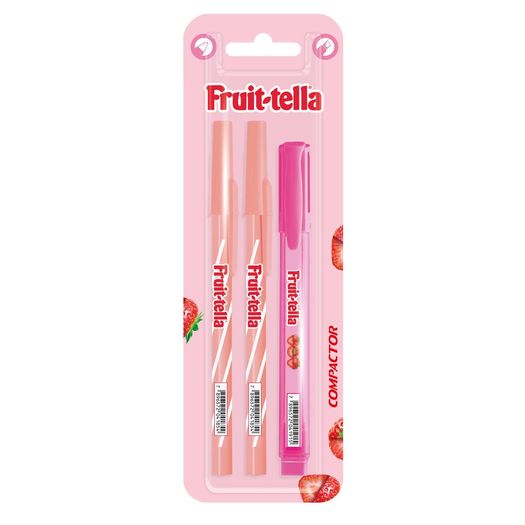 conjunto escolar fruit-tella esferograficas e marca-texto compactor blister conjunto escolar fruit-tella esferograficas e marca-texto compactor blister