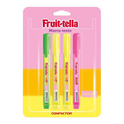 caneta marca texto fruit-tella 4 unidades cores neon compactor blister