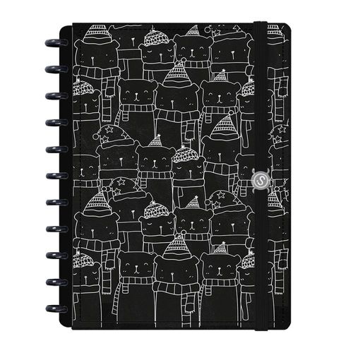 caderno disco 80 folhas grande prime ursinho preto