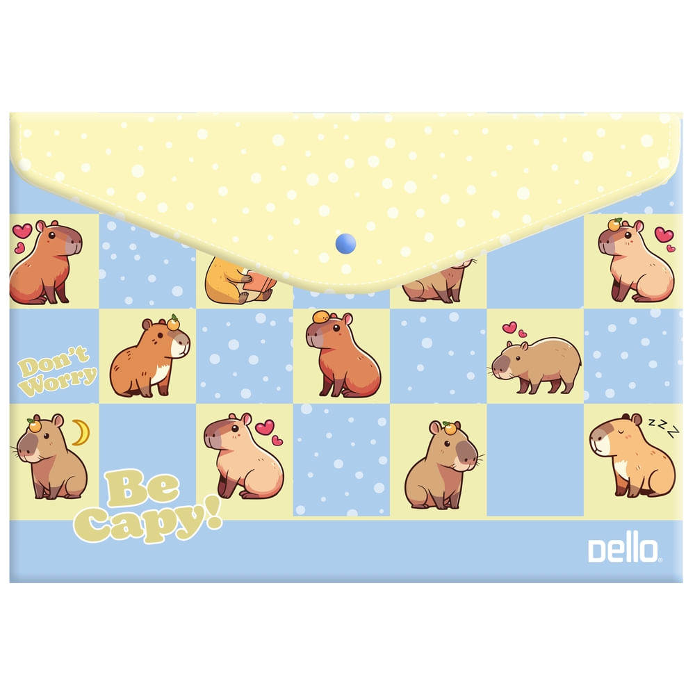 Pasta Envelope A4 Botao Capivara Be Capy Azul