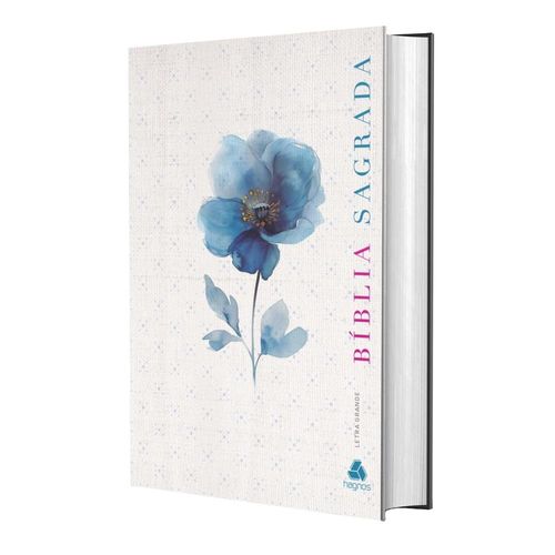 bíblia sagrada acf - letra grande - flor azul