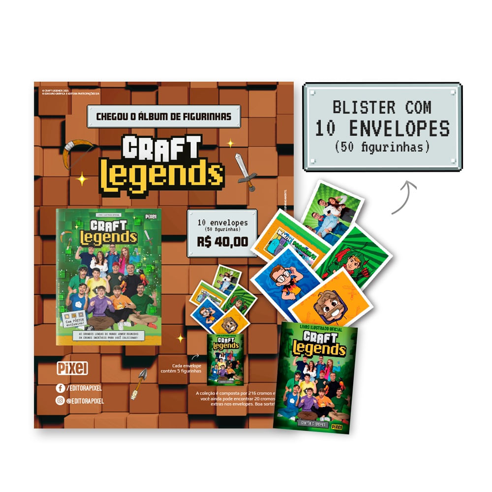 Craft Legends - Blister Com 50 Figurinhas - Livrarias Curitiba