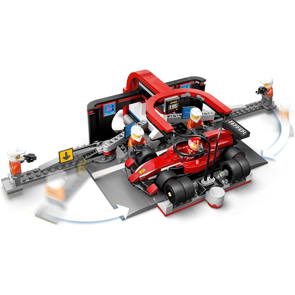 Boxe De F1 E Equipe No Boxe Com Carro Da Ferrari (60443) Lego