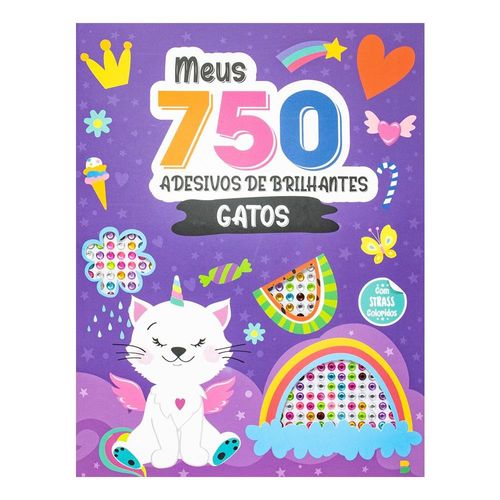 meus 750 adesivos de brilhantes - livro de colorir: gatos