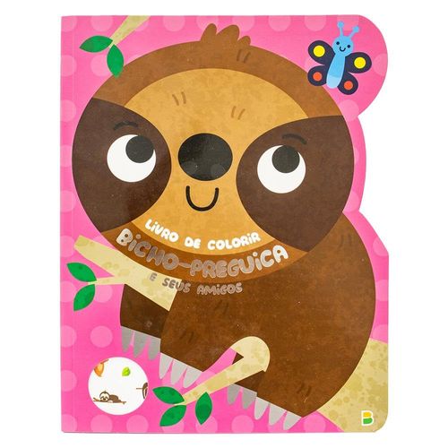 livro de colorir recortado: bicho-preguiça