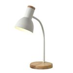 luminária de mesa metal base mdf cabo flexível preta ou branca