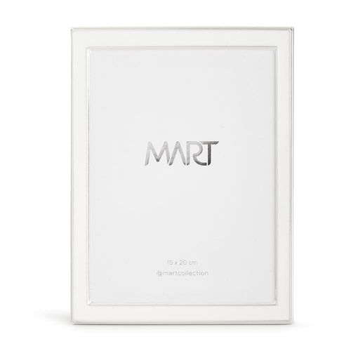 porta retrato 15x20 metal branco com prata mart