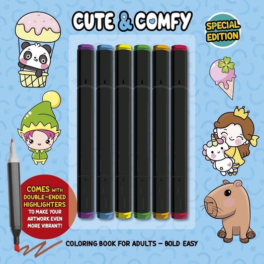 cute & comfy coloring book for adults edição 6 - bold easy - special edition