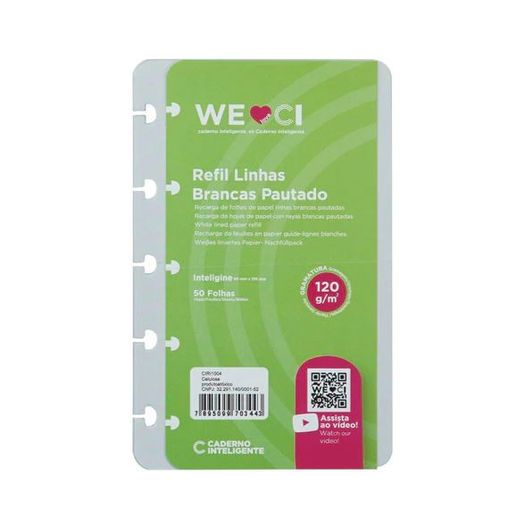 refil para caderno inteligente pautado linha branca 50 folhas 120g refil para caderno inteligente pautado linha branca 50 folhas 120g
