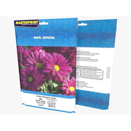 papel especial filme adesivo vinil semitransparente 150g a4 10f masterprint