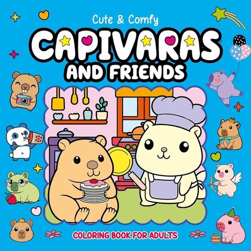 cute & comfy coloring book for adults - capivaras and friends - livro 9