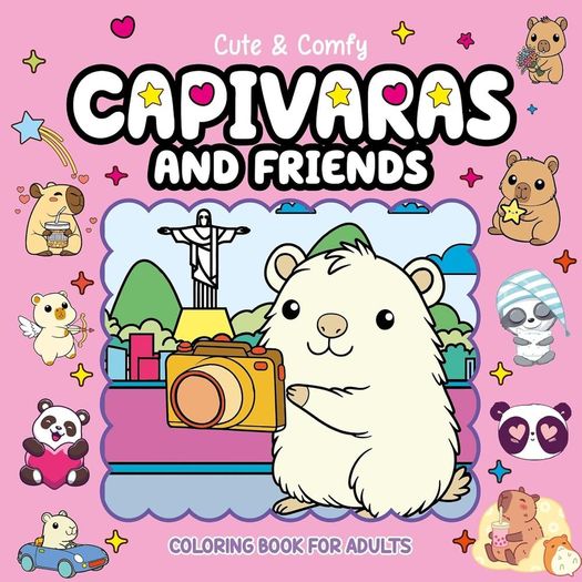 cute & comfy coloring book for adults - capivaras and friends - livro 11