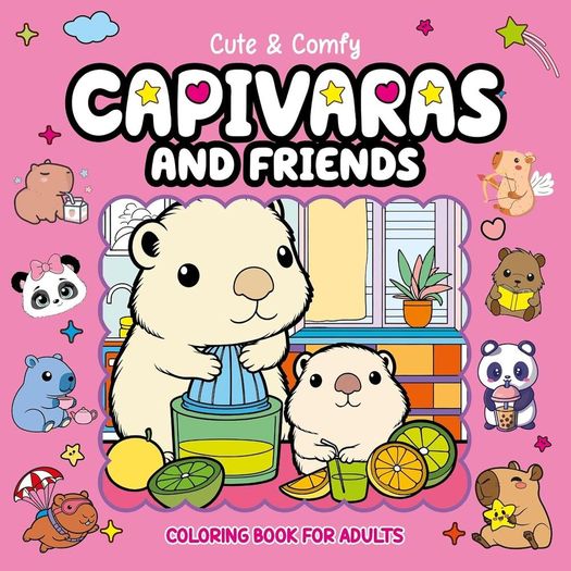cute & comfy coloring book for adults - capivaras and friends - livro 7