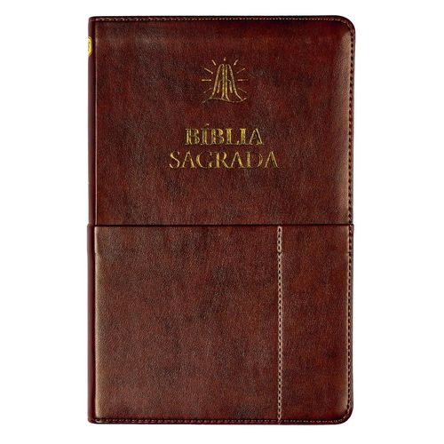 bíblia sagrada slim acf - luxo - marrom - com bolso