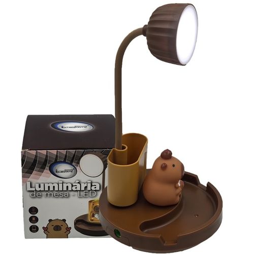 luminária de mesa led capivara com porta caneta diversos modelos