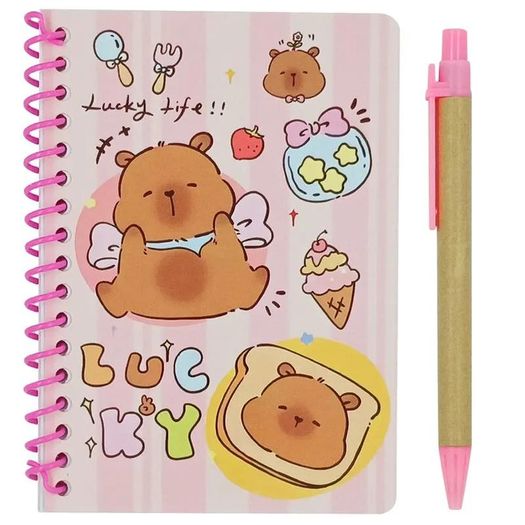 bloco de anotações com caneta 48 folhas capivara 15x10cm diversos modelos