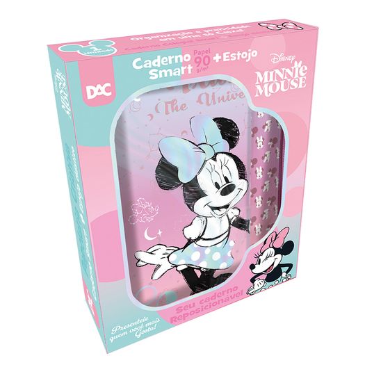 kit caixa criativa minnie caderno e estojo