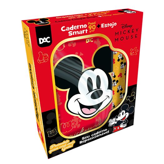 kit caixa criativa mickey caderno e estojo