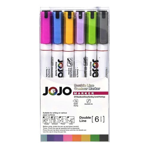 caneta marcador artístico kit 6 cores