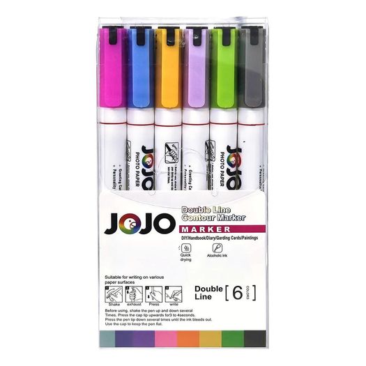 caneta marcador artístico kit 6 cores