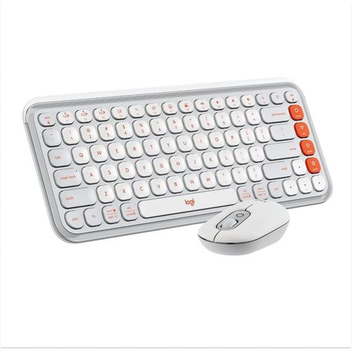 combo mouse e teclado wireless pop icon branco - logitech