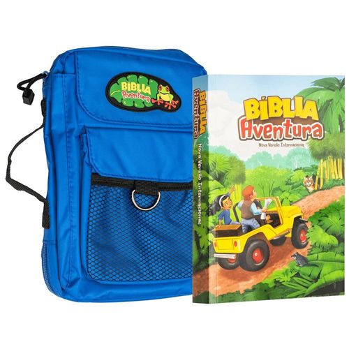 bíblia aventura para crianças nvi - edição especial com bolsa azul
