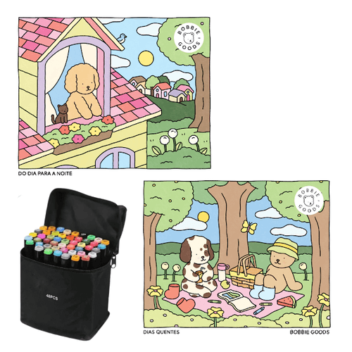 Livros-de-colorir-adulto-Bobbie-Goods-kit-com-canetinha-48-cores