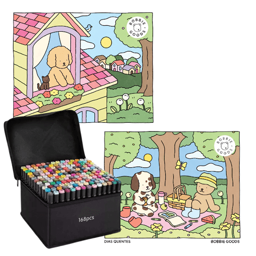 Livros-de-colorir-adulto-Bobbie-Goods-kit-com-canetinha-168-cores Livros-de-colorir-adulto-Bobbie-Goods-kit-com-canetinha-168-cores