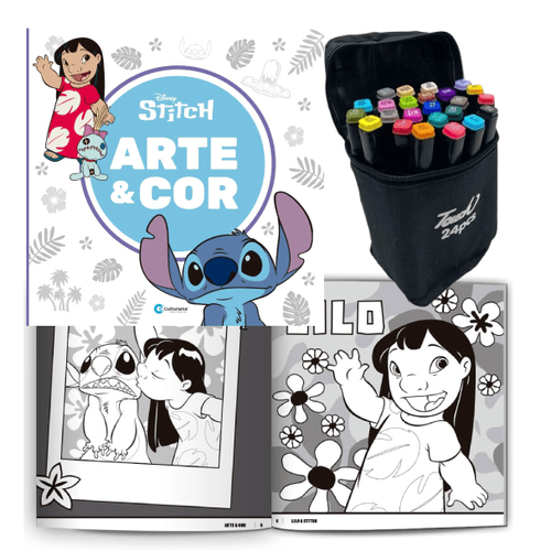 Livro-de-colorir-Lilo-e-Stitch---Canetinhas-24-cores