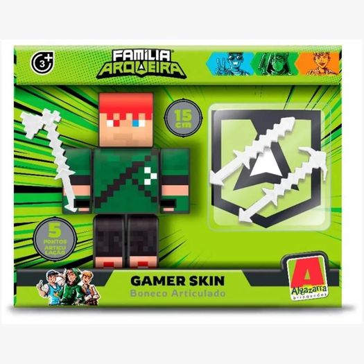 boneco minecraft youtuber robin hood 15 centímetros com acessórios algazarra