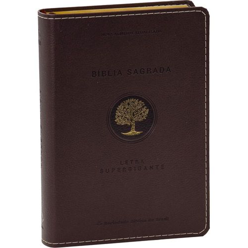 bíblia sagrada naa - letra supergigante - capa marrom escuro