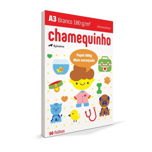 papel sulfite 60kg a3 50 folhas 180gr chamequinho