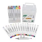 kit caneta marcador ponta dupla 48 cores com estojo kit caneta marcador ponta dupla 48 cores com estojo