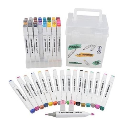 kit caneta marcador ponta dupla 48 cores com estojo kit caneta marcador ponta dupla 48 cores com estojo