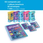 stitch - super scrapbook - álbum + 50 envelopes + 1 lata de cor sortida