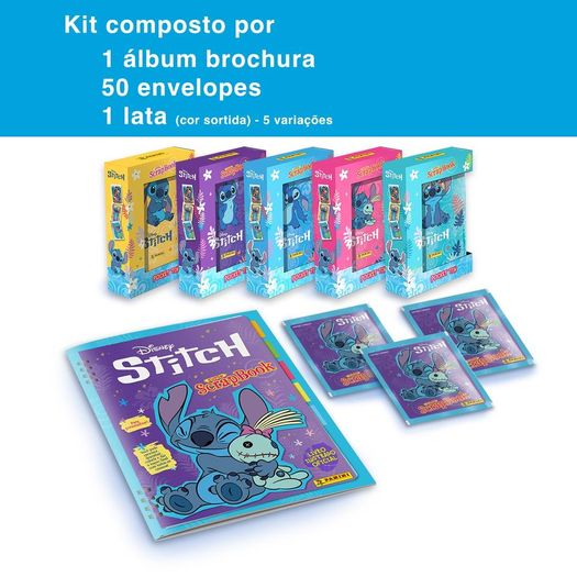stitch - super scrapbook - álbum + 50 envelopes + 1 lata de cor sortida stitch - super scrapbook - álbum + 50 envelopes + 1 lata de cor sortida