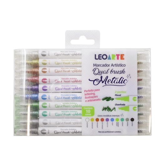 caneta-marcador-dual-brush-10-cores-metalic