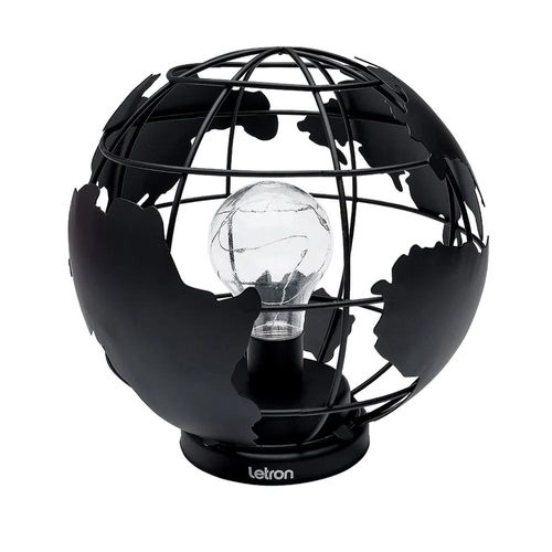 luminária de mesa mapa mundi led letron