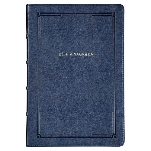 bíblia slim nvi letra grande - couro-soft azul - luxo barroca