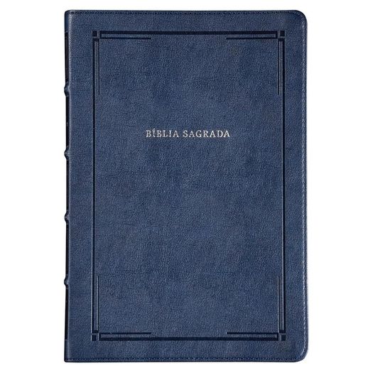 bíblia slim nvi letra grande - couro-soft azul - luxo barroca