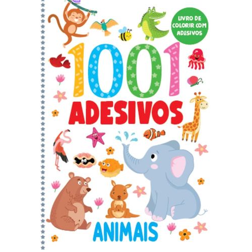 livro de colorir com adesivos - 1001 adesivos - animais