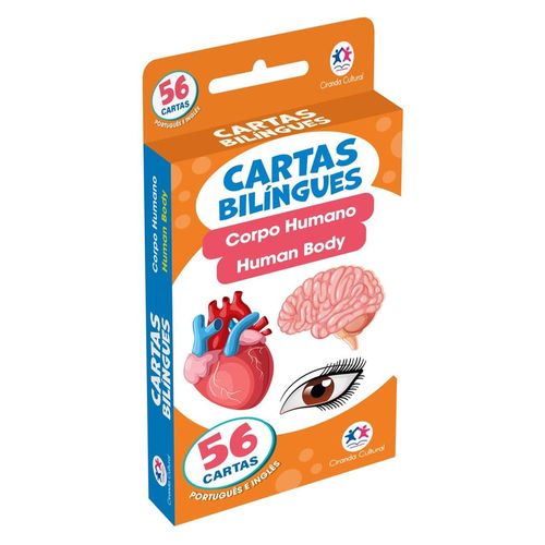 flash cards cartas bilíngues - corpo humano - human body