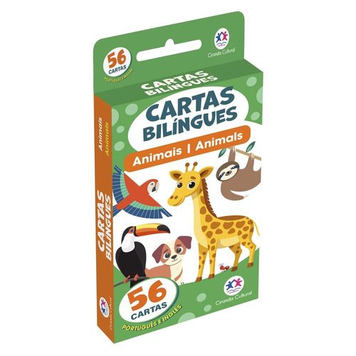 flash cards cartas bilíngues - animais - animals