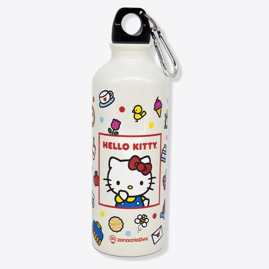 garrafa alumínio 500ml com mosquetão hello kitty garrafa alumínio 500ml com mosquetão hello kitty