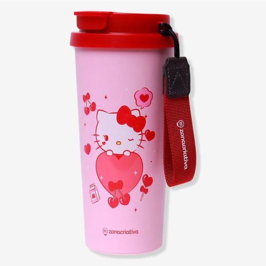 copo térmico 500ml baker com tampa hello kitty copo térmico 500ml baker com tampa hello kitty