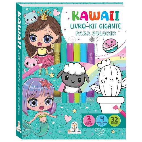 livro - kit gigante para colorir: kawaii