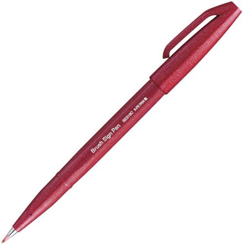 caneta-brush-sign-pen-vermelha-pentel