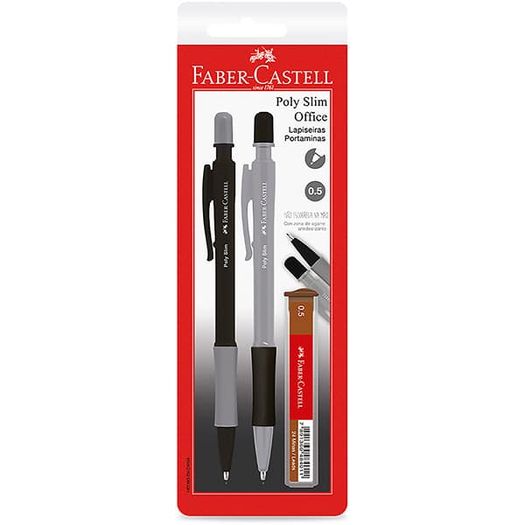 lapiseira 0,5mm poly slim office cinza e preto faber castell lapiseira 0,5mm poly slim office cinza e preto faber castell