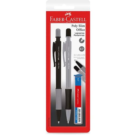 lapiseira 0,7mm poly slim office cinza e preto faber castell lapiseira 0,7mm poly slim office cinza e preto faber castell